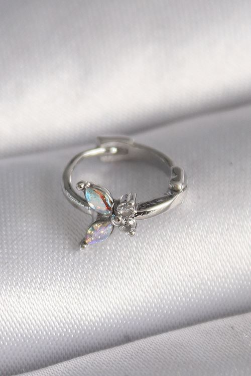 YRTCL 316L Çelik Gümüş Renk Zirkon Taşlı Kelebek Model Tragus Piercing
