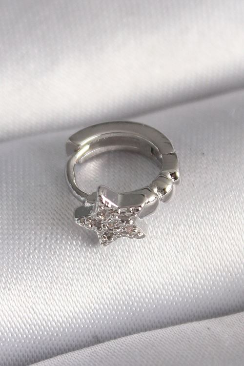 YRTCL 316L Çelik Gümüş Renk Zirkon Taşlı Yıldız Model Tragus Piercing