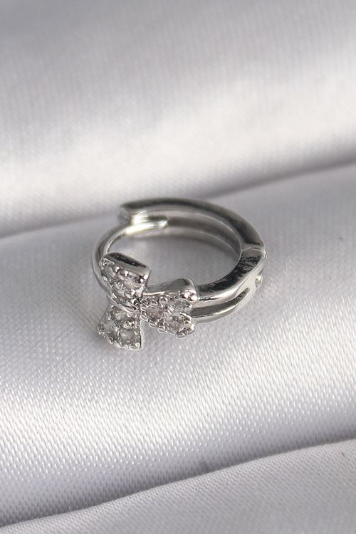 YRTCL 316L Çelik Gümüş Renk Zirkon Taşlı Kurdele Model Tragus Piercing