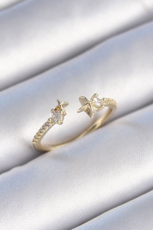YRTCL Pirinç Gold Renk Zirkon Taş Detay Yıldız Model Kadın Yüzük