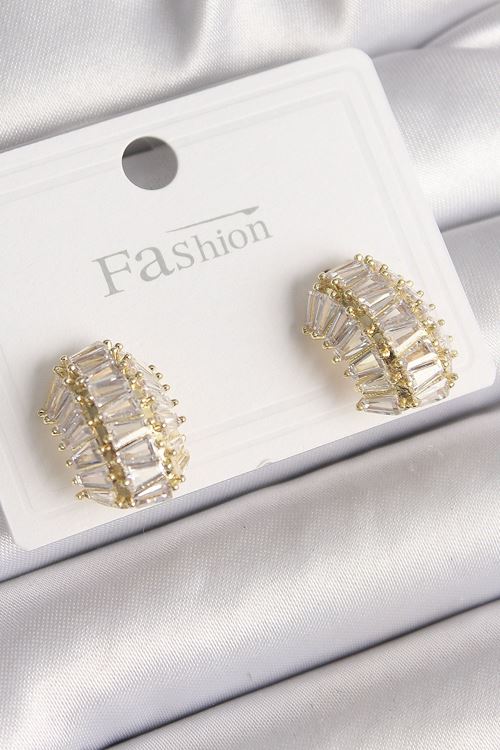 YRTCL Pirinç Gold Renk Zirkon Taşlı Kaplumbağa Kabuğu Model Kadın Küpe