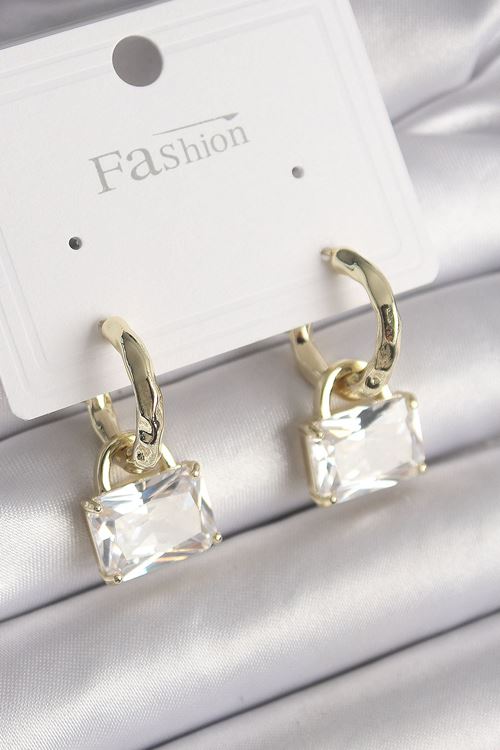 YRTCL Pirinç Gold Renk Sallantı Zirkon Taşlı Çanta Model Kadın Küpe