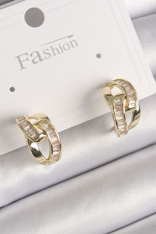 YRTCL Pirinç Gold Renk Zirkon Taşlı Zincir Model Kadın Küpe