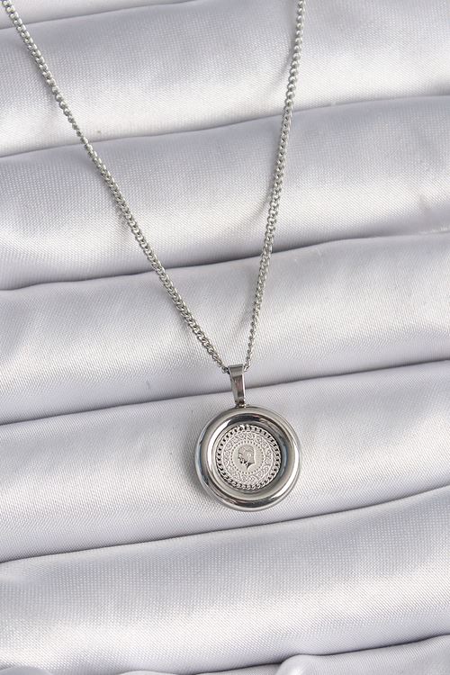 YRTCL 316L Çelik Gümüş Renk Zincir Gümüş Renk Altın Model Kadın Kolye