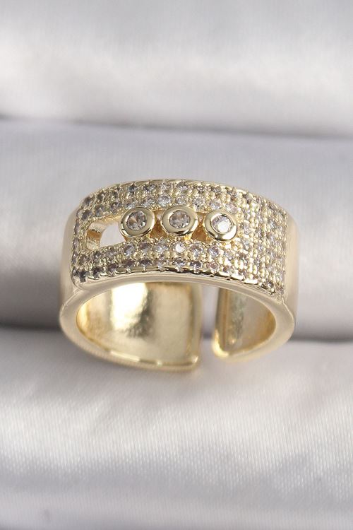 YRTCL Pirinç Gold Renk Zirkon Taşlı Messika Model Ayarlanabilir Kadın Yüzük