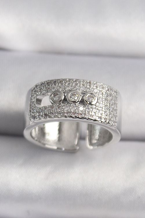 YRTCL Pirinç Gümüş Renk Zirkon Taşlı Messika Model Kadın Yüzük