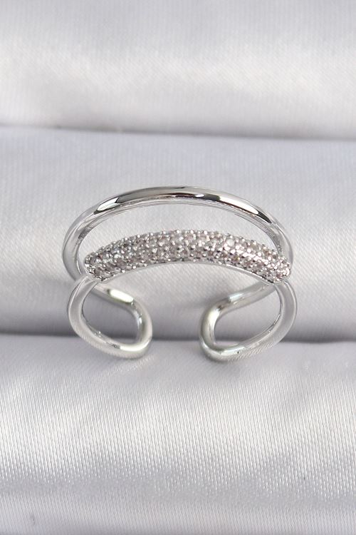 YRTCL Pirinç Gümüş Renk Zirkon Taşlı Kadın Yüzük