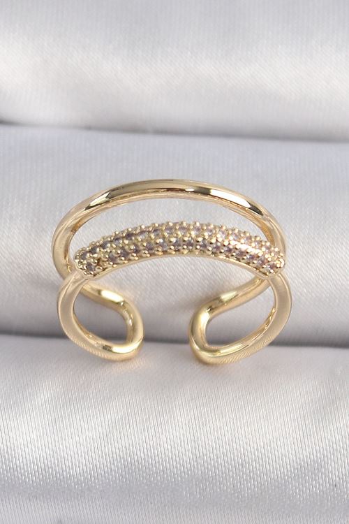 YRTCL Pirinç Gold Renk Zirkon Taşlı Kadın Yüzük
