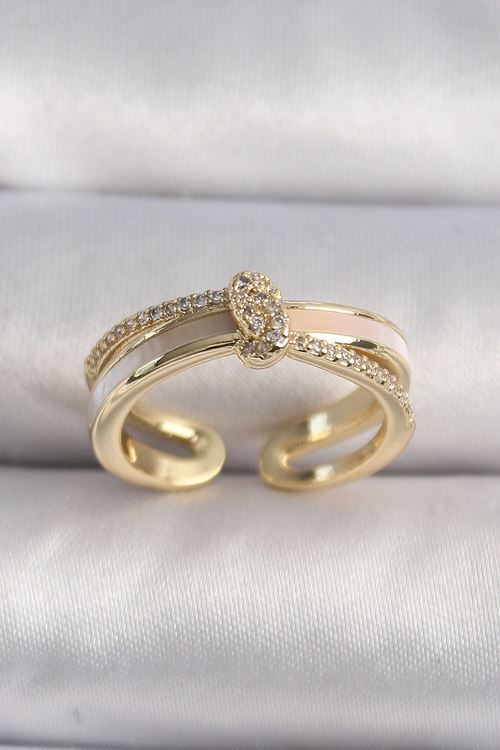 YRTCL Pirinç Gold Renk Zirkon Taşlı Düğüm Model VIP Seri Kadın Yüzük