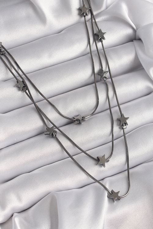 YRTCL Pirinç Füme Renk 3'Lü Yıldız Model Kadın Kolye