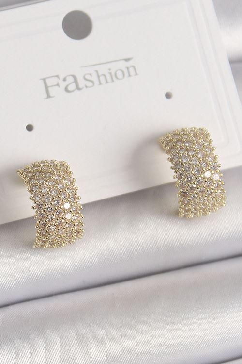 YRTCL Pirinç Gold Renk Zirkon Taşlı Kadın Küpe