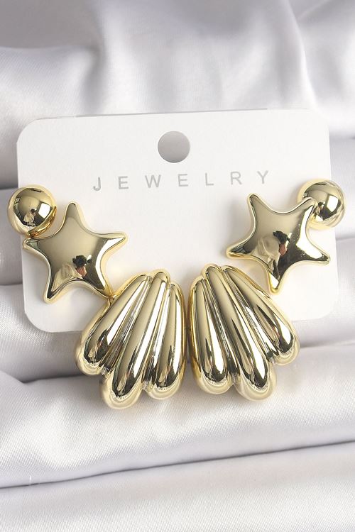 YRTCL Gold Renk Yıldız Deniz Kabuğu Model CCB Plastik Kadın Küpe Seti