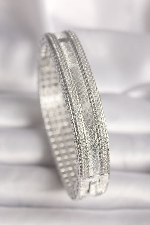 YRTCL Pirinç Gümüş Renk Zirkon Taşlı Kadın Kelepçe