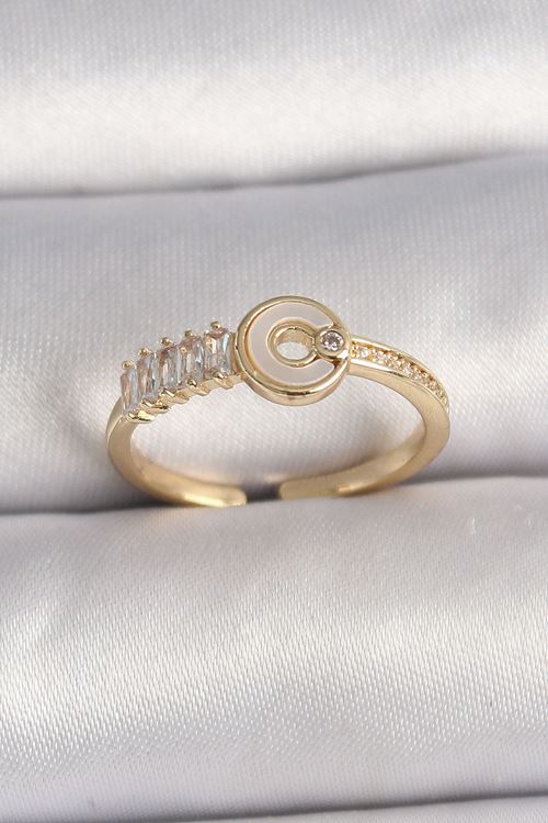 YRTCL Pirinç Gold Renk Zirkon Taşlı Ayarlanabilir Kadın Yüzük