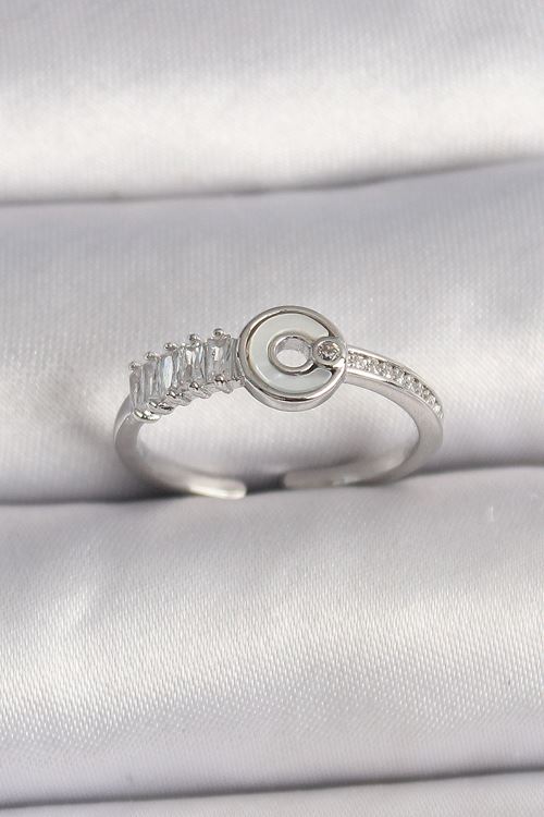 YRTCL Pirinç Gümüş Renk Zirkon Taşlı Ayarlanabilir Kadın Yüzük