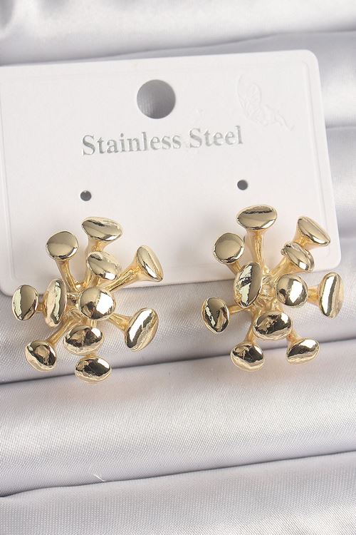 YRTCL Pirinç Gold Renk Virüs Figür Model Kadın Küpe