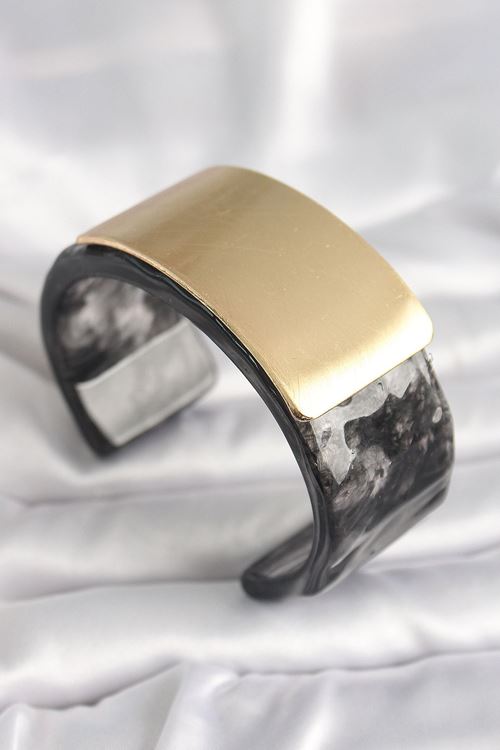 YRTCL Siyah Mermer Desen Akrilik Plastik Gol Dikdörtgen Plaka Model Vingtage Kadın Bilezik