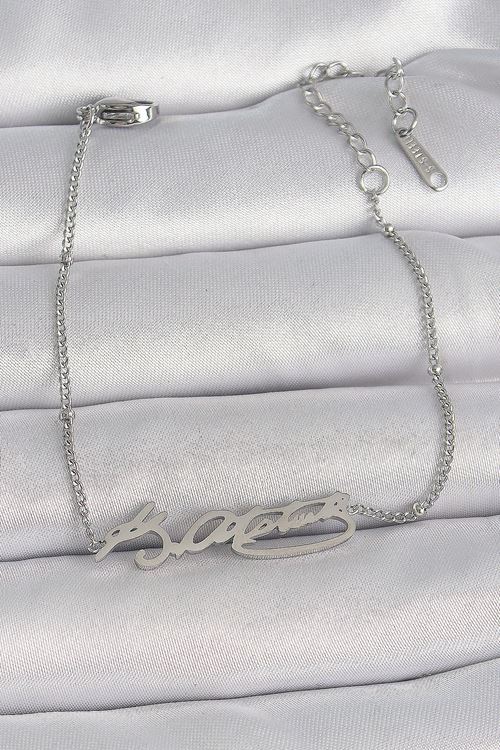 YRTCL 316L Çelik Gümüş Renk Atatürk İmza Model Kadın Bileklik