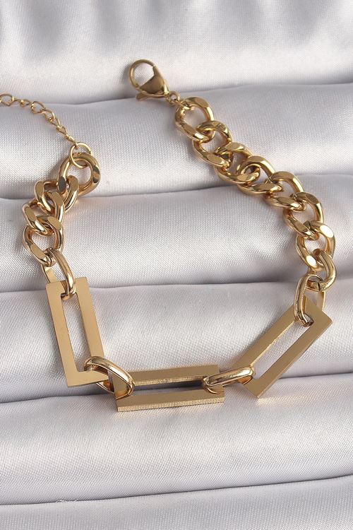 YRTCL 316L Çelik Gold Renk 2'Li Zincir Model Kadın Bileklik