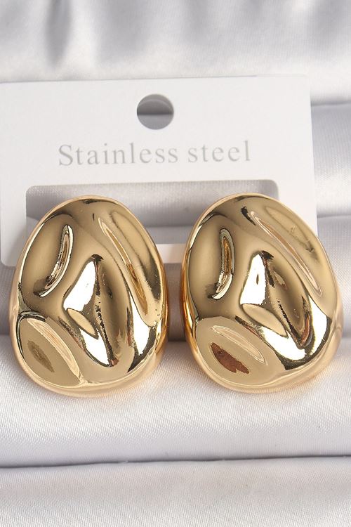 YRTCL Pirinç Gold Renk İşlemeli Damla Model Kadın Küpe