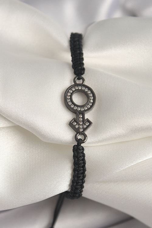 YRTCL Pirinç Füme Renk Zirkon Taşlı Venüs Mars Asansörlü Makrome Model Kadın Bileklik