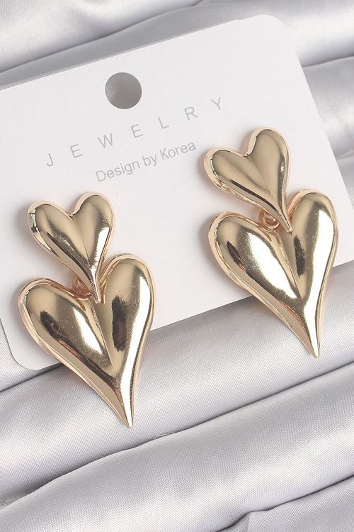 YRTCL Pirinç Gold Renk Sallantı Kalp Model Kadın Küpe