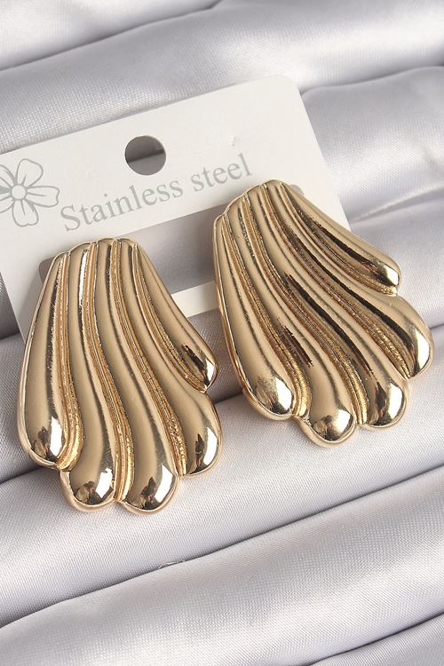 YRTCL Pirinç Gold Renk İşlemeli İstirdye Model Kadın Küpe