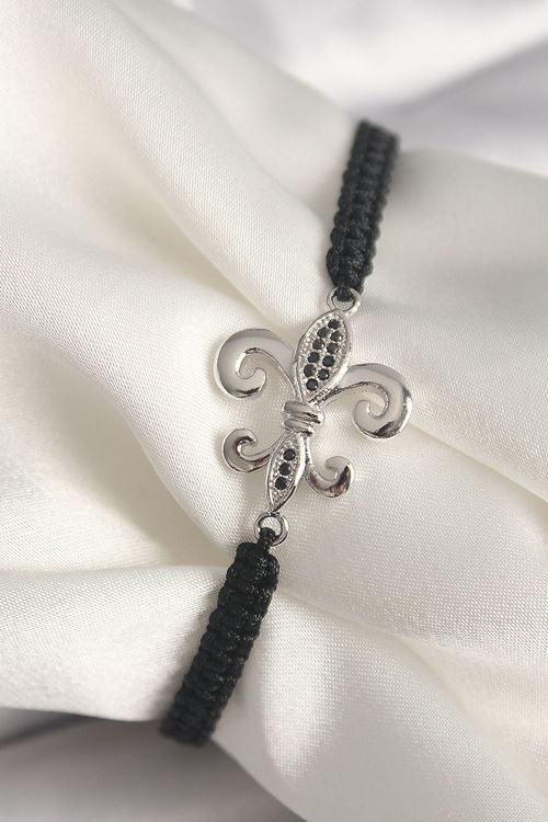 YRTCL Pirinç Gümüş Renk Zirkon Taş İşlemeli Zambak Model Asansörlü Makrome Model Kadın Bileklik