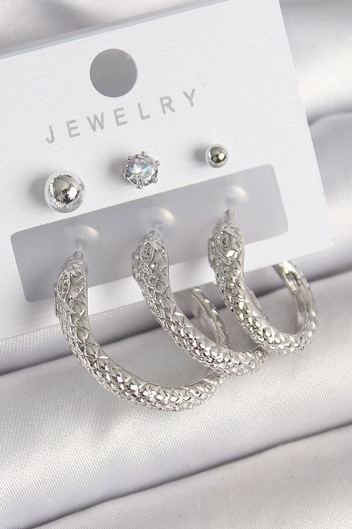 YRTCL Pirinç Gold Renk Zirkon Taş Detaylı Halka Yılan Model Kadın Küpe Seti