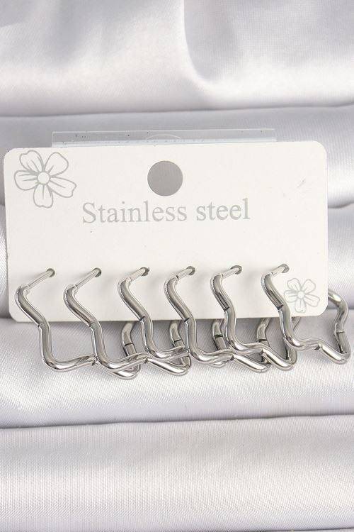 YRTCL 316L Çelik Gümüş Renk Yıldız Model Kadın Küpe Seti