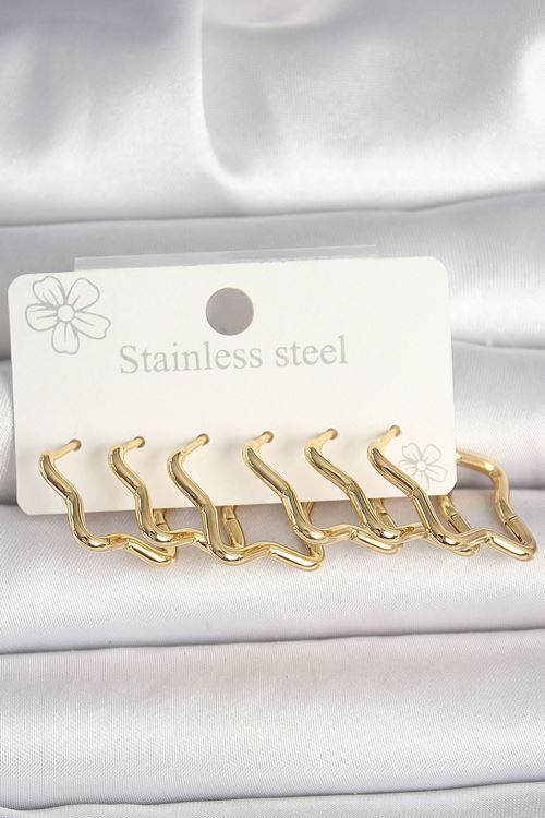 YRTCL 316L Çelik Gold Renk Yıldız Model Kadın Küpe Seti