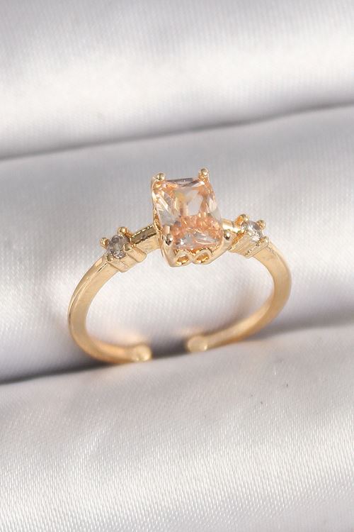 YRTCL Pirinç Gold Renk Kare Zirkon Taş Model Kadın Yüzük