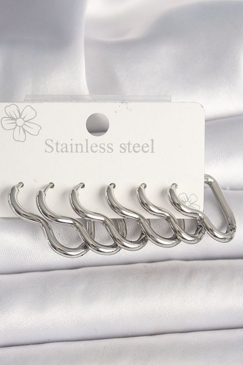 YRTCL 316L Çelik Gümüş Renk Kalp Model Kadın Küpe Seti