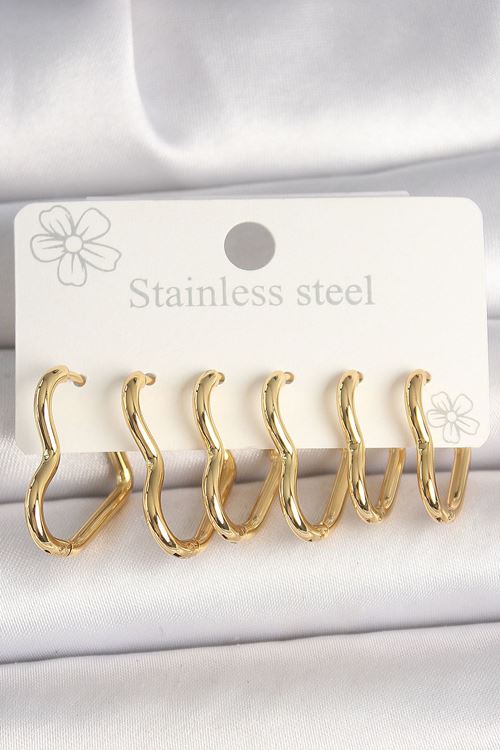 YRTCL 316L Çelik Gold Renk Kalp Model Kadın Küpe Seti