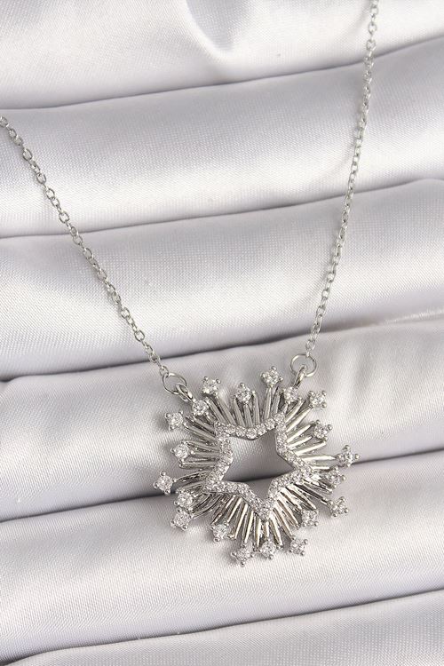 YRTCL 316L Çelik Gümüş Renk Zirkon Taşlı Yıldız Model Kadın Kolye