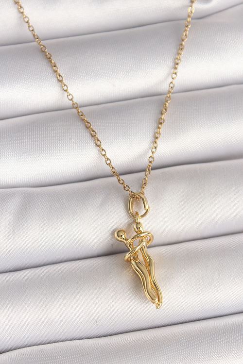 YRTCL 316L Çelik Gold Renk Zincir Sarılma Model Kadın Kolye