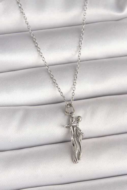 YRTCL 316L Çelik Gümüş Renk Zincir Sarılma Model Kadın Kolye