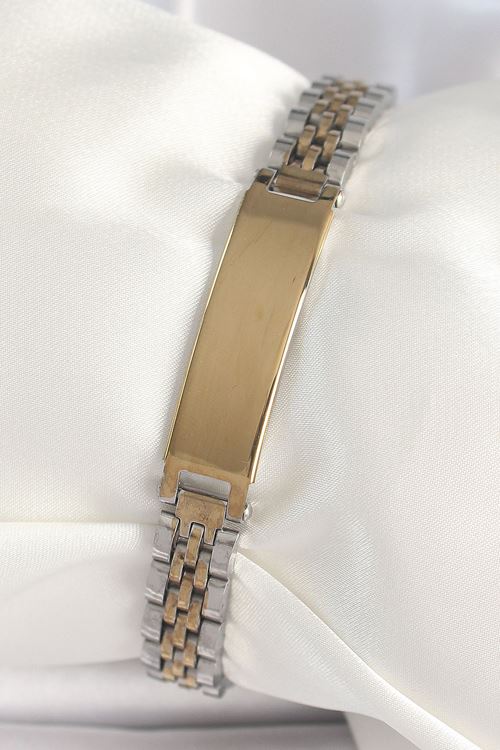 YRTCL 316L Çelik Gold Gümüş Renk Kalın Zincir Künye Model Erkek Bileklik