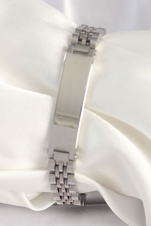 YRTCL 316L Çelik Gümüş Renk Zincir Künye Model Erkek Bileklik