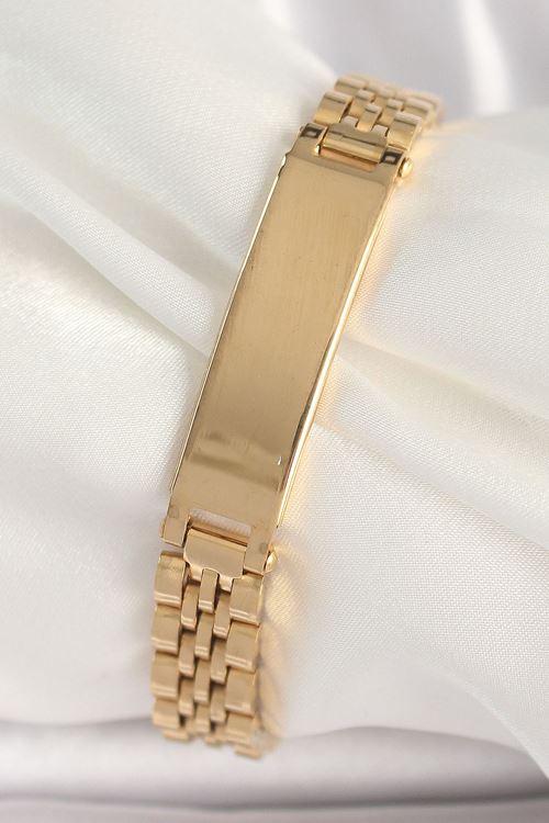 YRTCL 316L Çelik Gold Renk Zincir Künye Model Erkek Bileklik