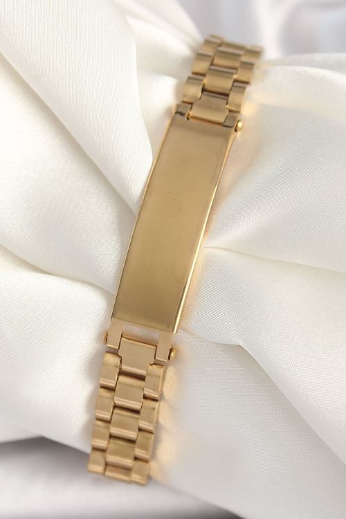 YRTCL 316L Çelik Gold Renk Zincir Künye Model Erkek Bileklik