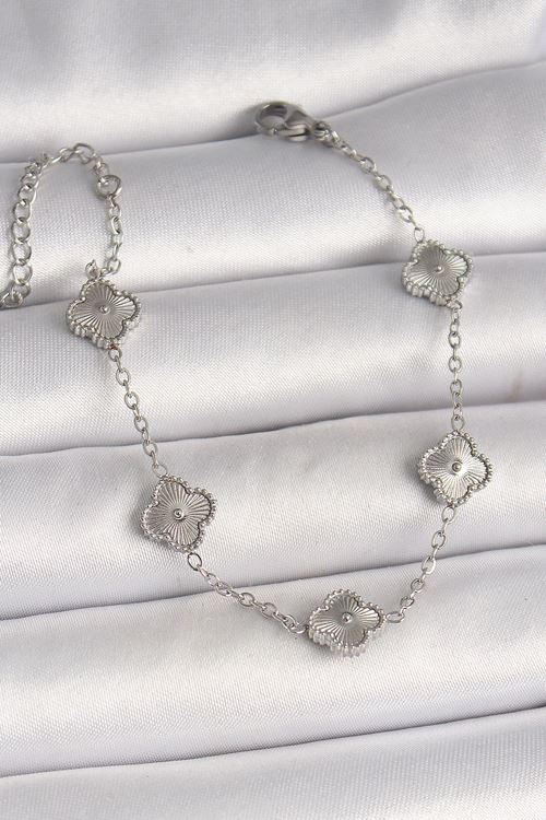 YRTCL 316L Çelik Gümüş Renk İşlemeli Baby Boy Yonca Model Kadın Bileklik