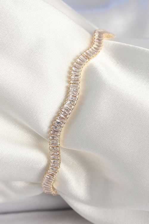 YRTCL Pirinç Gold Renk Su Yolu Zirkon Taşlı Model Kadın Bileklik