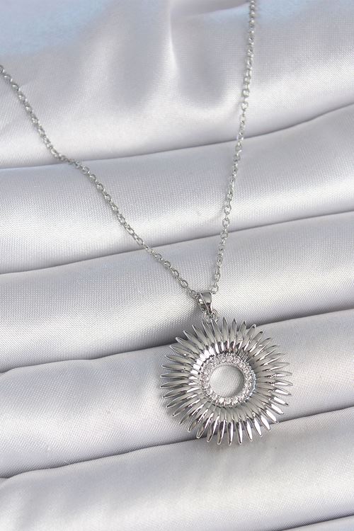 YRTCL 316L Çelik Gümüş Renk Zincir Zirkon Taşlı Nova Yıldız Model Kadın Kolye