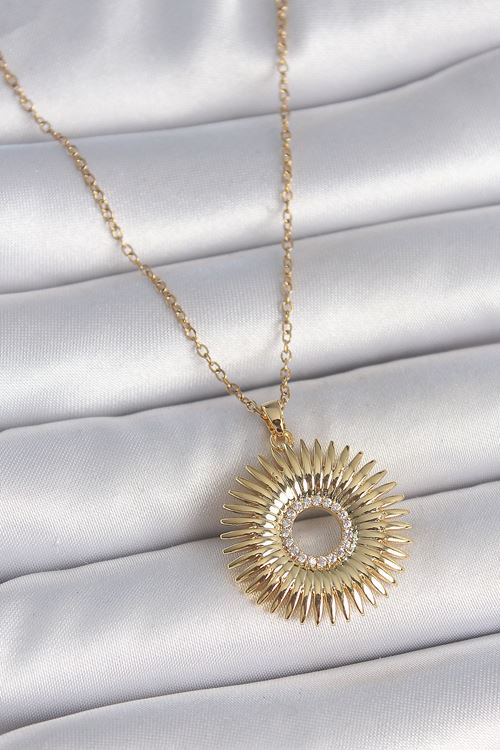 YRTCL 316L Çelik Gold Renk Zincir Zirkon Taşlı Nova Yıldız Model Kadın Kolye