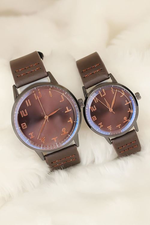 YRTCL Kahverengi Deri Kordonlu Rose Metal Kasa Sevgili Saatleri