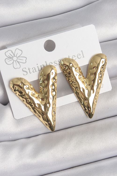 YRTCL 316 Çelik Gold Renk İşlemeli Kalp Model Kadın Küpe