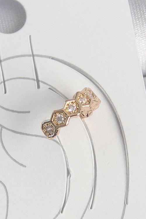 YRTCL Pirinç Gold Renk Zirkon Taşlı Bal Peteği Model Kadın Kıkırdak Küpe