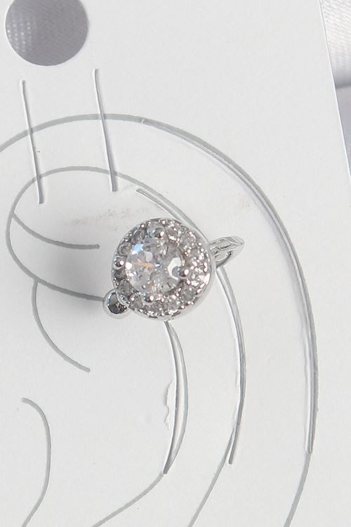 YRTCL Pirinç Gümüş Renk Zirkon Taşlı Kadın Kıkırdak Model Küpe