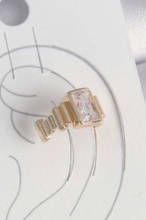 YRTCL Pirinç Gold Renk Kare Zirkon Taşlı Kadın Kıkırdak Küpe